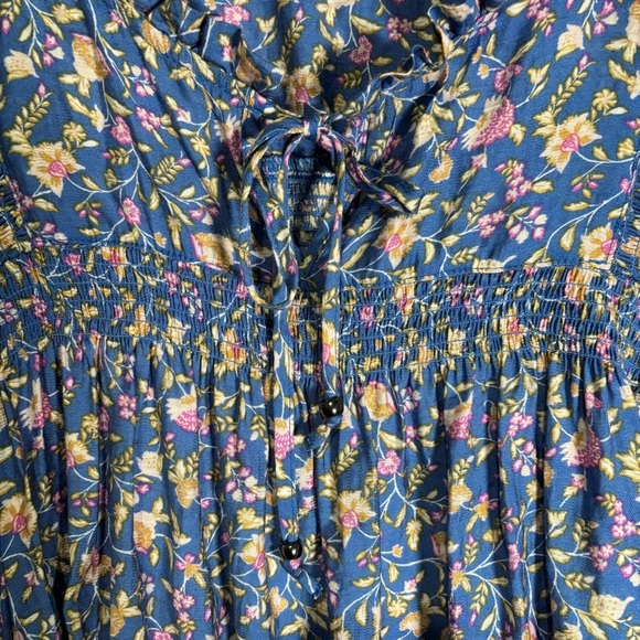 Wonderly Floral Blouse XL Pullover 3/4 Sleeve Smocked Cottagecore Peasant - Picture 3 of 16